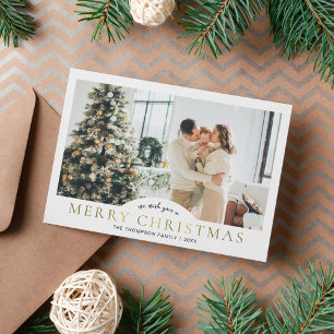 Modern Elegant Classic Guld God jul Photo Julkort