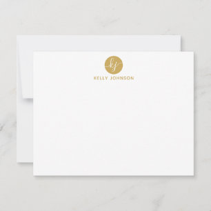 Modern Elegant Classic i Guld-skript, monogram Cir Anteckningskort