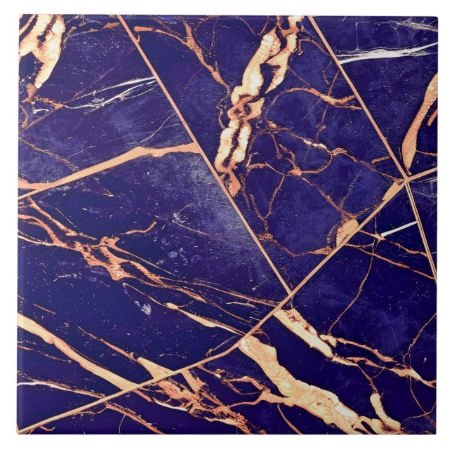 Modern Elegant Classy Marble Mörk Lila Ro Guld Kakelplatta (Framsidan)