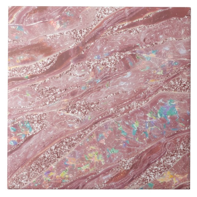 Modern Elegant Classy Marble  Rosa Glitter Kakelplatta (Framsidan)