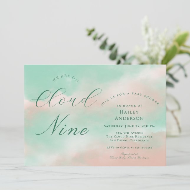 Modern Elegant Cloud Nine Barnrumsfest Inbjudningar (Stående Fram)