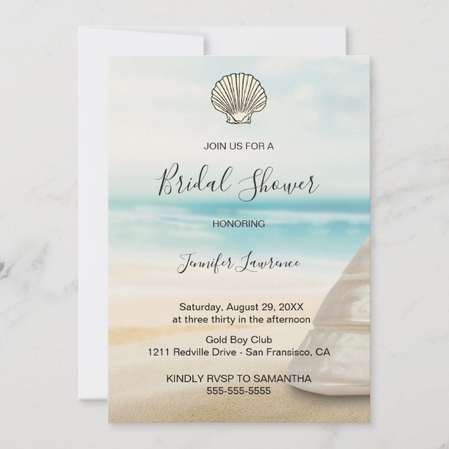 Modern Elegant Coastal Bridal Shower  Inbjudningar (Framsida)