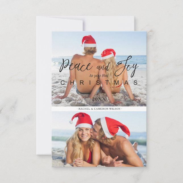 Modern Elegant Collage 2 Photos Couple Christmas (Framsida)