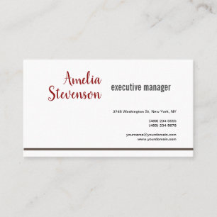 Modern Elegant Contemporary Plain Red Grått White Visitkort