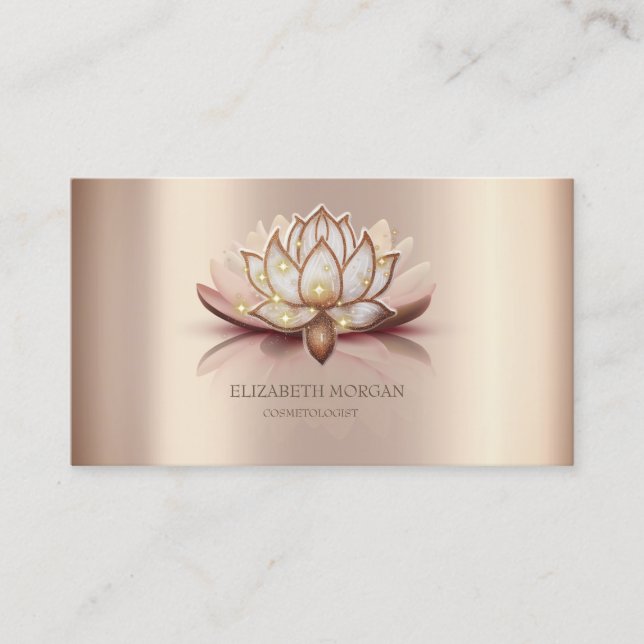 Modern Elegant Cool Brun Lotus Visitkort (Framsida)