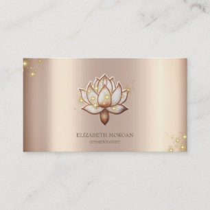 Modern Elegant Cool Glans Brun Lotus Visitkort