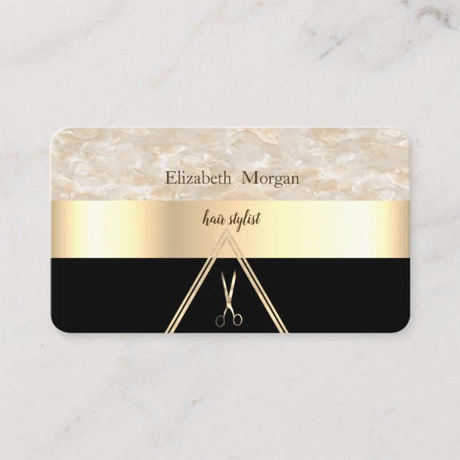 Modern Elegant Cool Marmor  Svart, Guld, Saxar Visitkort (Framsida)