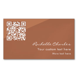 Modern Elegant Copper Tan QR Code  Magnetiska Visitkort