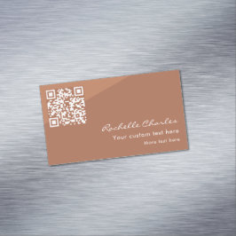 Modern Elegant Copper Tan QR Code  Magnetiska Visitkort