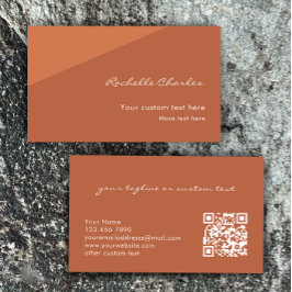 Modern Elegant Copper Tan QR Code  Visitkort