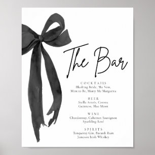 Modern Elegant Coquette Black Bow Pub-signalen Poster