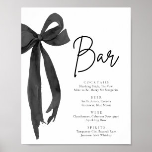 Modern Elegant Coquette Black Bow Pub-signalen Poster