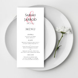 Modern Elegant Coral Rosa Bröllop Menu Meny