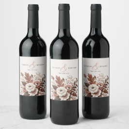 Modern Elegant Country Western- Blommig Vinflaska Etikett