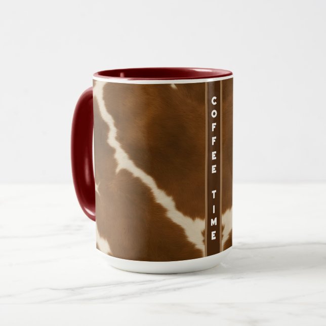 Modern Elegant Cow Faux Leather Collection Mugg (Framsida vänster)
