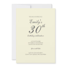 Modern Elegant Cream 30-års Födelsedagsfest