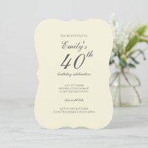 Modern Elegant Cream 40-års Födelsedagsfest