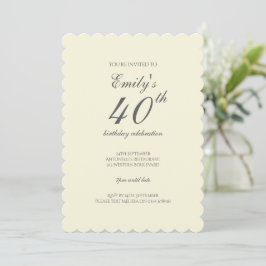 Modern Elegant Cream 40-årsfest Inbjudningar
