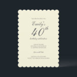 Modern Elegant Cream 40th Birthday Party Inbjudningar<br><div class="desc">This Modern Elegant Cream 40th Birthday Party Invitation is perfect for your celebration. It features modern typography and creates a chic and stylish look—perfect for celebrating this special milestone birthday.</div>