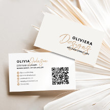 Modern Elegant Cream + Gult Typografi QR-kod