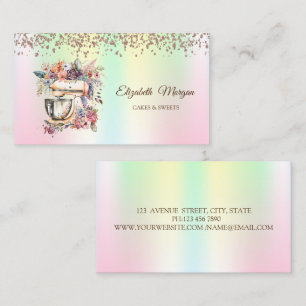 Modern Elegant Cupcake, Godis, Bageri Holografisk Visitkort