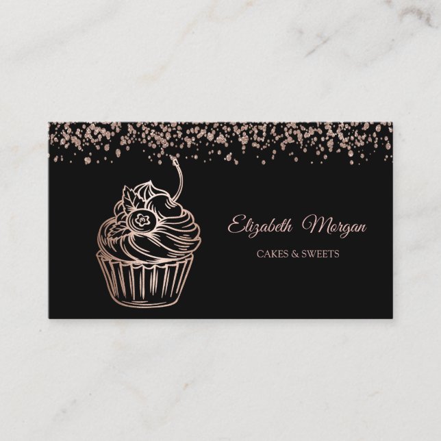 Modern Elegant Cupcake, Godis, Bageri Visitkort (Framsida)