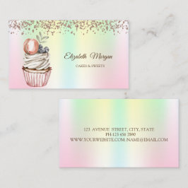 Modern Elegant Cupcake, Godis, Macaroon Holografis Visitkort