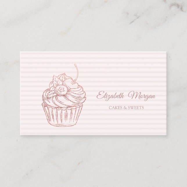 Modern Elegant Cupcake, Godis, Randig Visitkort (Framsida)