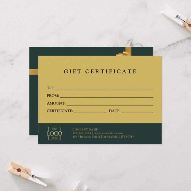 Modern Elegant Custom Business Gift Certificate (Fram/Back In Situ)