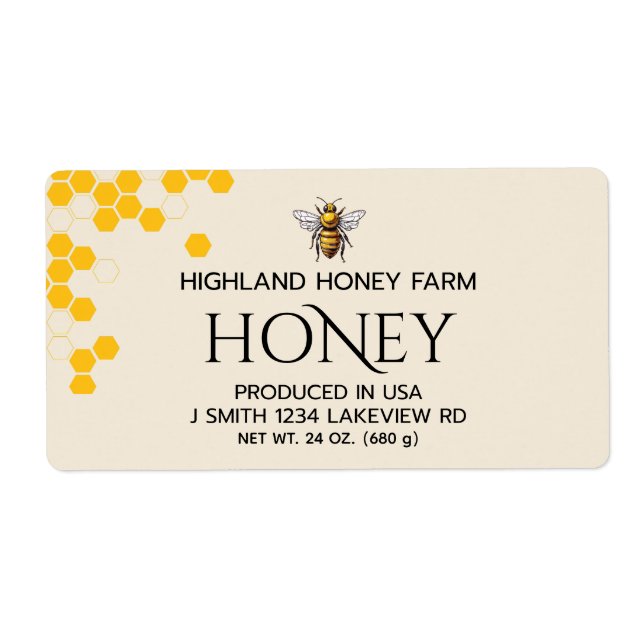  Modern Elegant Custom Honey Labels Fraktsedel (Framsidan)