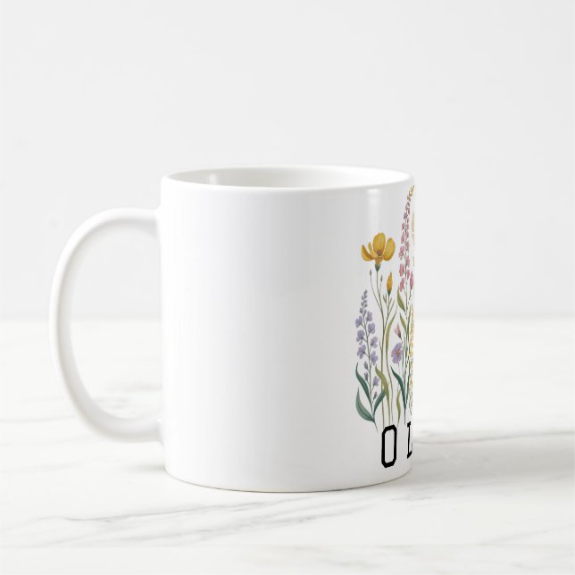 Modern elegant cute girly simple wildflowers  kaffemugg (Vänster)