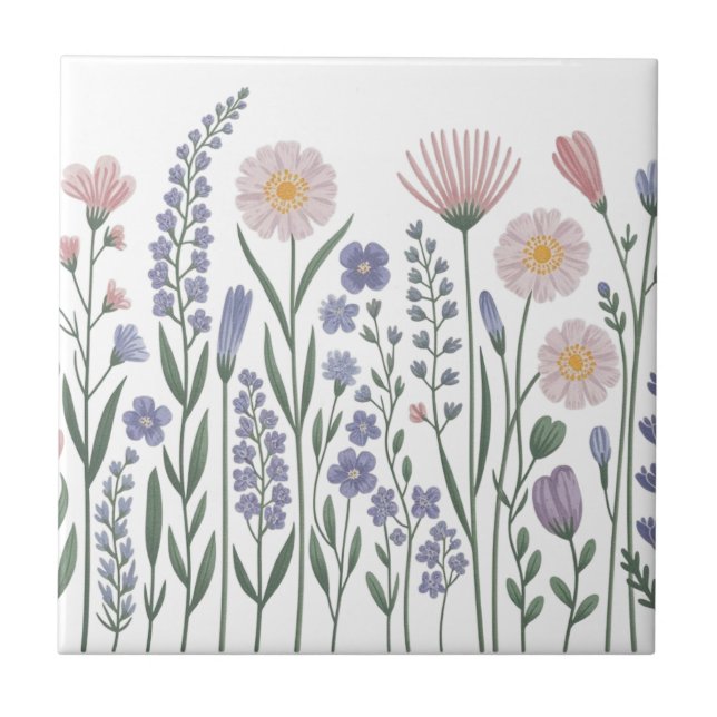 Modern elegant cute girly simple wildflowers  kakelplatta (Framsidan)
