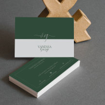 Modern Elegant Cute Grönt Grått Monogram-Anpassnin