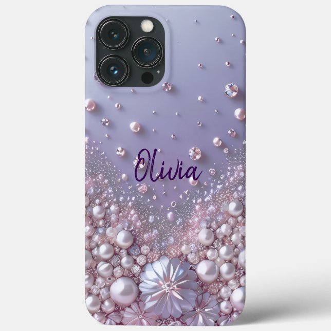 Modern elegant cute purple pearls Valentine’s Day (Baksida)