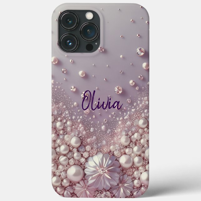 Modern elegant cute purple pearls Valentine’s Day (Baksida)