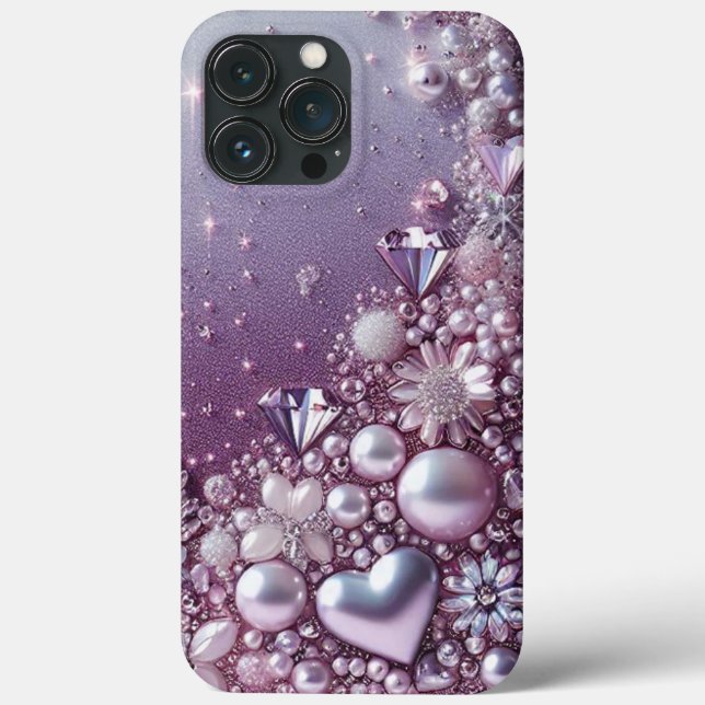 Modern elegant cute purple pearls Valentine’s Day (Baksida)