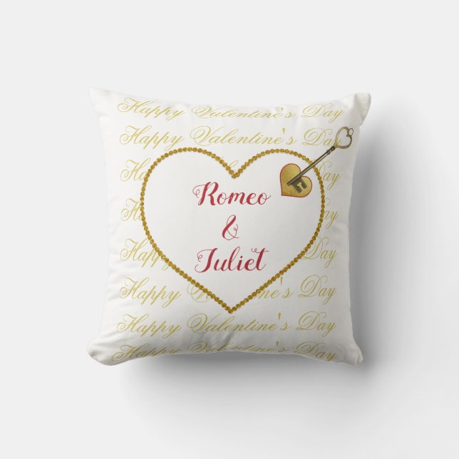 Modern Elegant Cute Red Heart Kärlek Valentines da Kudde (Framsida)