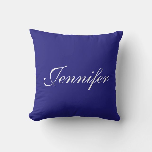 Modern Elegant Cute Unique Blue Calligraphy Kudde (Framsida)