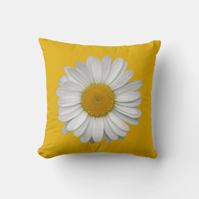 Modern Elegant Daisy blomma på Senard Gult Kudde (Framsida)