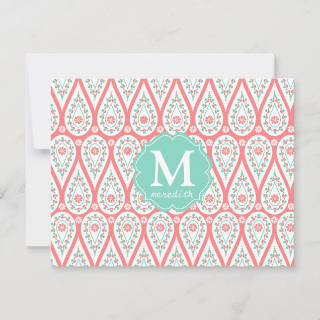 Modern Elegant Damask Coral Paisley Personlig (Framsida)
