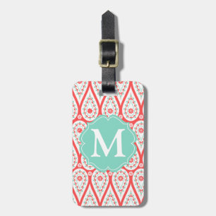Modern Elegant Damask Coral Paisley Personlig Bagagebricka