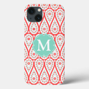 Modern elegant damastast korallPaisley personlig