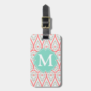 Modern elegant damastast korallPaisley personlig Bagagebricka