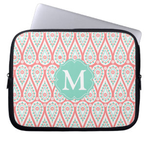Modern elegant damastast korallPaisley personlig Laptop Fodral