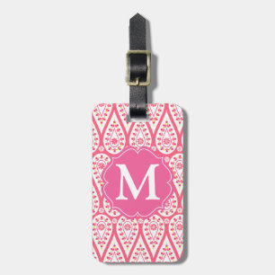 Modern elegant damastast rosa Paisley personlig Bagagebricka