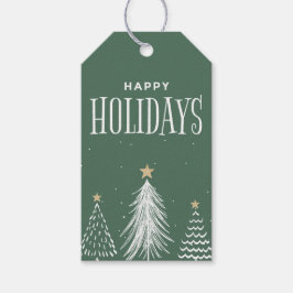 Modern Elegant Dammigt Grön Glad Jul Presentetikett