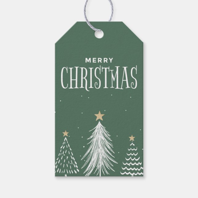 Modern Elegant Dammigt Grönt God Jul Presentetikett (Framsidan)