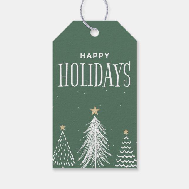 Modern Elegant Dammigt Grönt God Jul Presentetikett (Framsidan)
