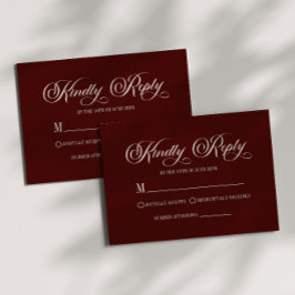 Modern Elegant Dark Burgundy Wedding RSVP Card OSA Kort
