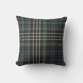 Modern Elegant Dark Green Plaid  Kudde